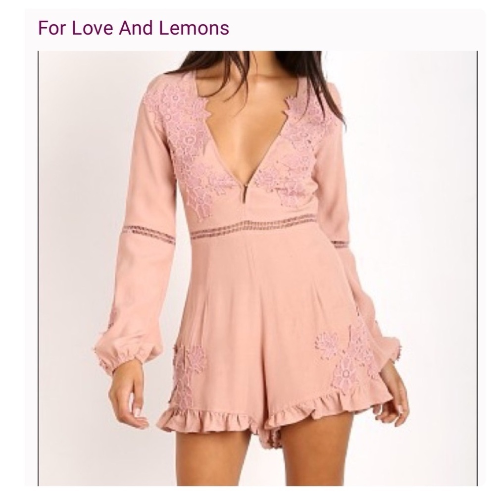 For Live and Lemons Lilou Lace  Romper Dusty Rose XS